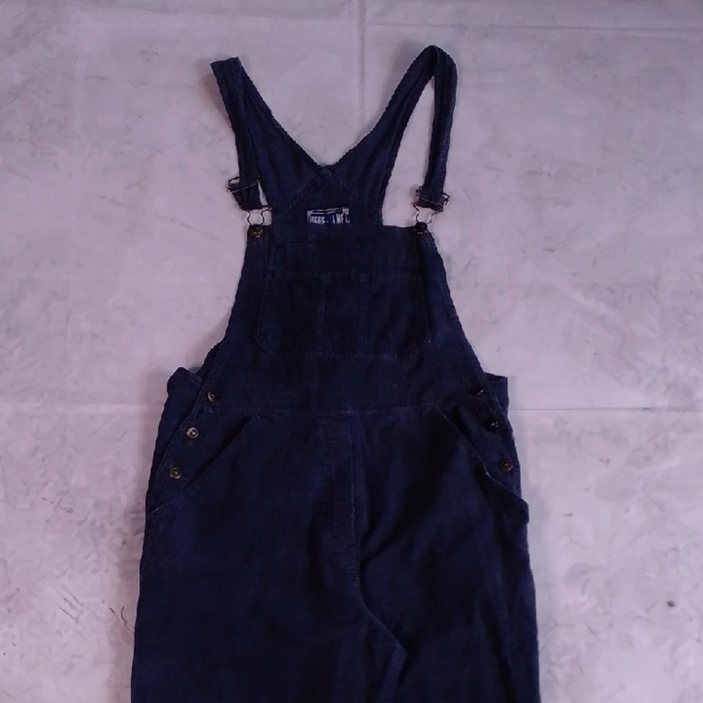 Vintage 90s Black Corduroy Overalls Workwear TRUE BLUE - Picture 2 of 7